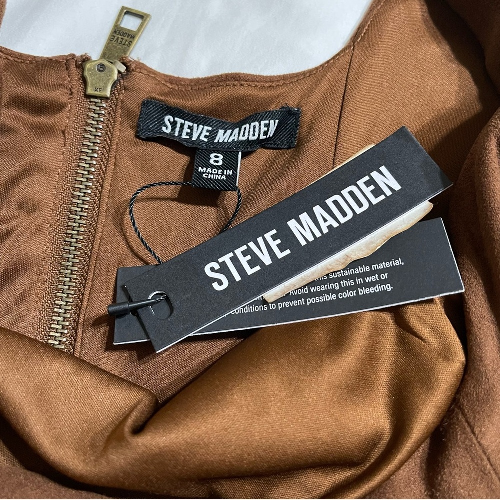 Steve Madden Milo‎ Micro Suede Brown Midi Dress - Picture 9 of 16